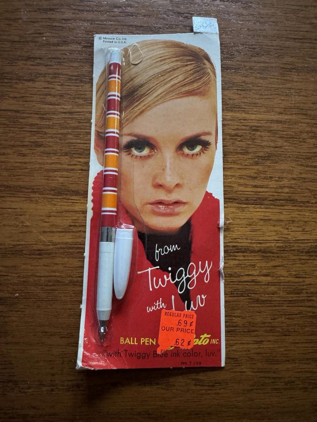 Twiggy Ball Pen Scripto Twiggy Blue Ink Color Orange Red Stripe Mod ...