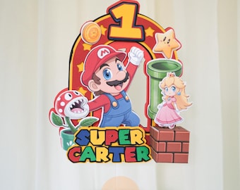 Super Mario Personalized Birthday Cake Topper | Custom Face Party Decor