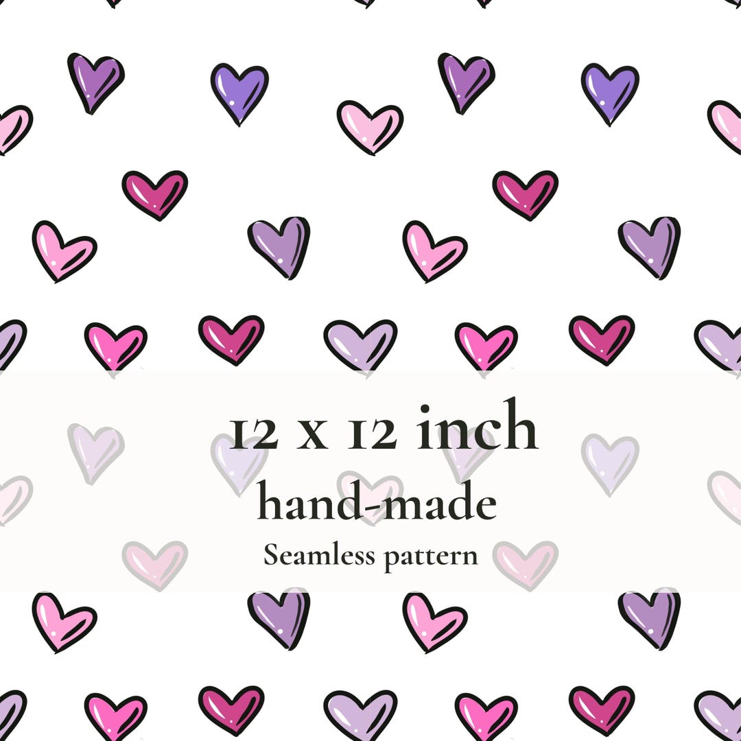 Cute Valentine Hearts Seamless Pattern, Hand Drawn Heart Pattern, Pink ...