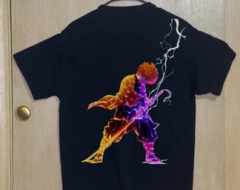 Zenitsu Thunder Breathing Tshirt, Custom Anime Tee, Demon Slayer Merch, Anime Lovers Gifts, Kimetsu-no-yaiba Apparel, Gift for Anime Lovers