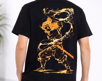 Rengoku Flame Breathing Custom Anime Shirt, Demon Slayer Merch, Anime Lovers Gifts, Kimetsu-no-Yaiba Apparel, Gift for Anime Lovers