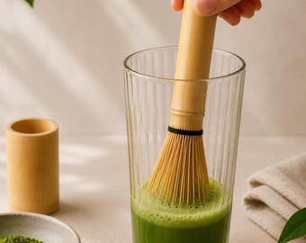 Long Handle Bamboo Matcha Whisk - Tall Glass Friendly