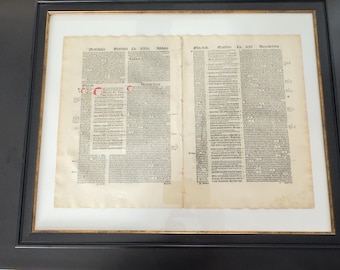 Original 1498 Incunable Leaf | Nicholas of Lyra Latin Bible | Framed 15th Century Page | Basel Medieval Book