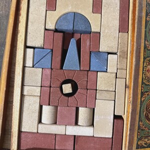 ドイツの100年近く前のブロック積み木 アンテーク 美術品