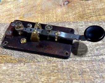 Antique Maritime Morse Key c.1930-1950 | Original Naval Telegraph Key in Brass & Bakelite | WWII Era Ham Radio Collectible