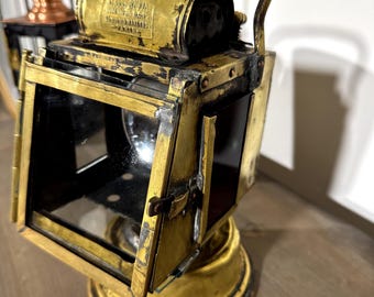Antique French Carbide Lantern Albert Butin Paris c.1900 | Brass Railway Acetylene Lamp | Industrial Steampunk Decor