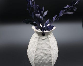 White Makyvka Vase by Dmytro Yakub | Ukrainian Art Ceramic | Minimalist White Design | Contemporary Art