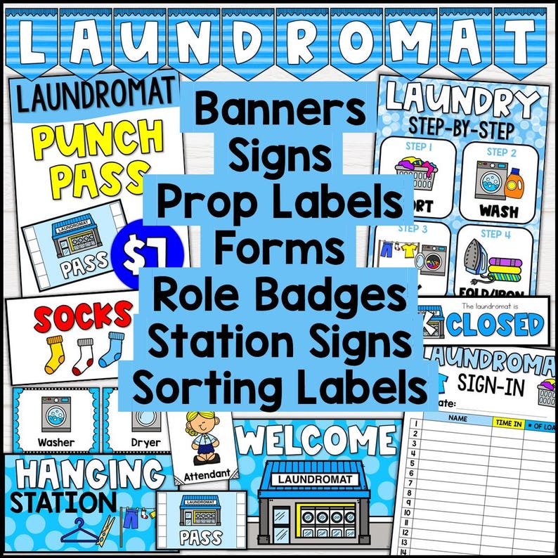 Laundromat Pretend Play Printables | Laundry Dramatic Play | Playroom ...