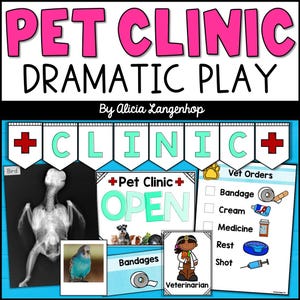 Pet Clinic Pretend Play Printables | Vet Dramatic Play | Playroom Decor | Instant Digital Download