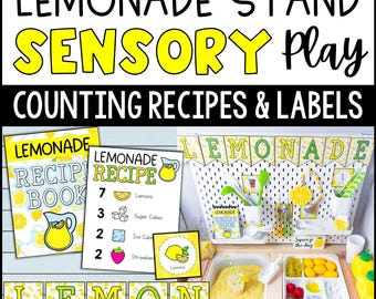 Printables limonadestandaard sensorische tafel | Dramatisch zomerspel | Activiteit kinderkeuken speelkamer (digitale download)