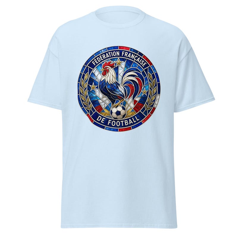 France FFF World Cup 2026 T-Shirt | Stained Glass Rooster Crest | Les Bleus Football Fan Tee