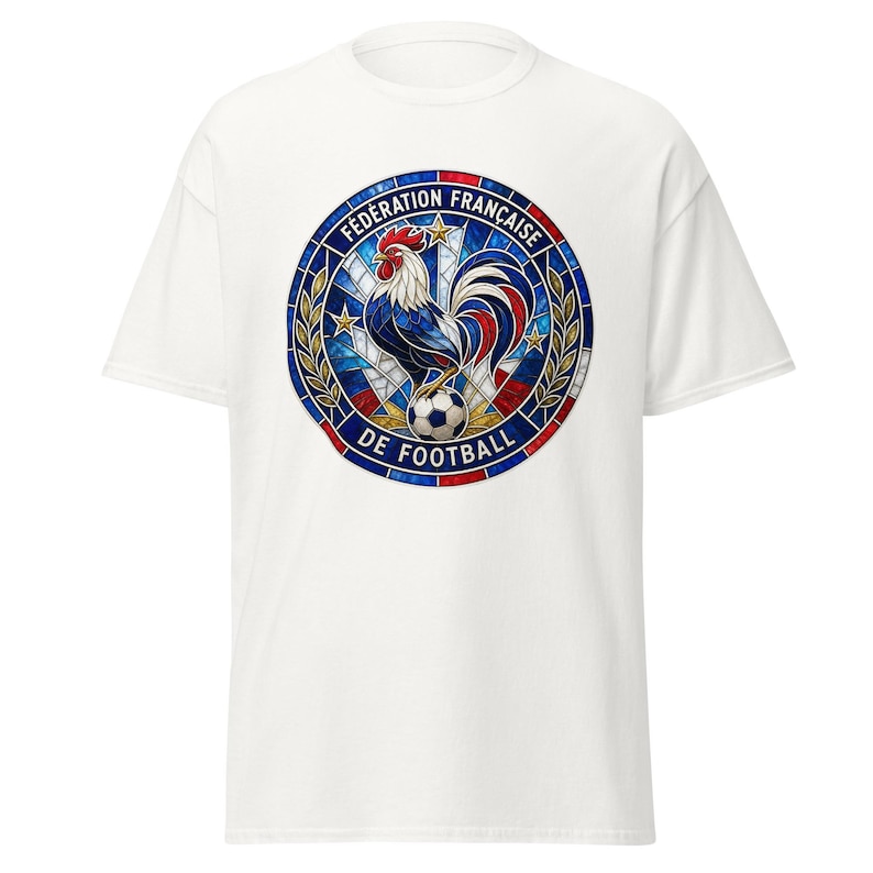 France FFF World Cup 2026 T-Shirt | Stained Glass Rooster Crest | Les Bleus Football Fan Tee