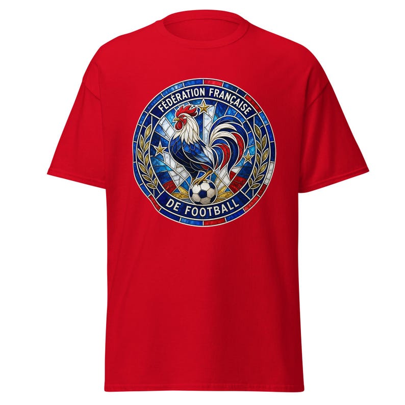 France FFF World Cup 2026 T-Shirt | Stained Glass Rooster Crest | Les Bleus Football Fan Tee