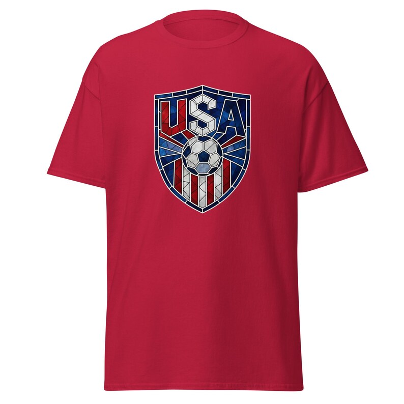 USA Soccer World Cup 2026 T-Shirt | Stained Glass Shield Crest | USMNT USWNT Fan Tee