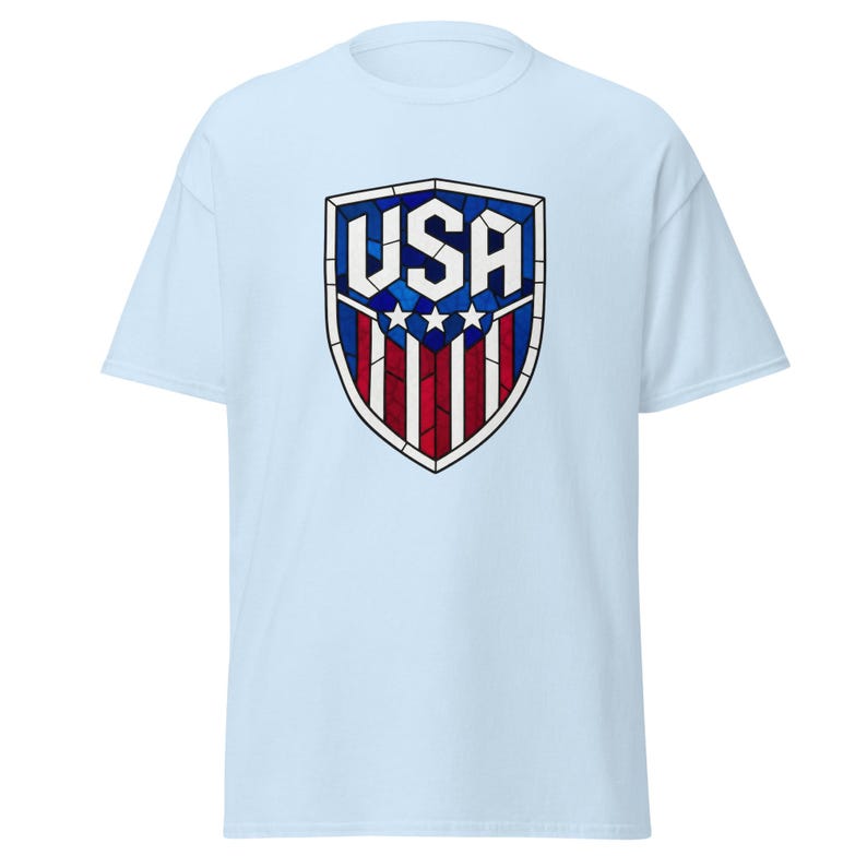 USA Soccer World Cup 2026 T-Shirt | Stained Glass Shield Design | USMNT USWNT Fan Tee