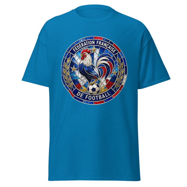 France FFF World Cup 2026 T-Shirt | Stained Glass Rooster Crest | Les Bleus Football Fan Tee