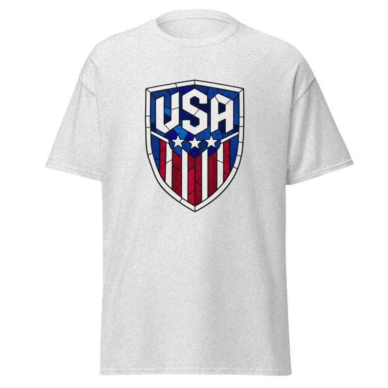 USA Soccer World Cup 2026 T-Shirt | Stained Glass Shield Design | USMNT USWNT Fan Tee