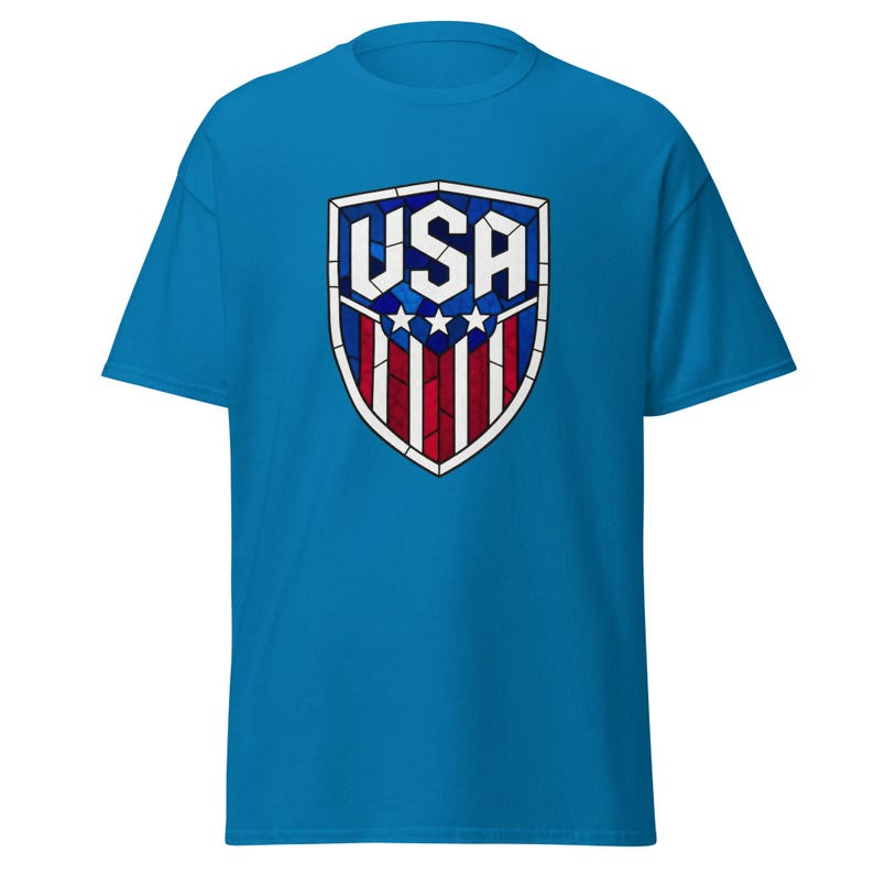 USA Soccer World Cup 2026 T-Shirt | Stained Glass Shield Design | USMNT USWNT Fan Tee