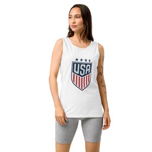 USA FIFA World Cup 2026 Tank Top - Vintage US Soccer Crest White Sleeveless Shirt