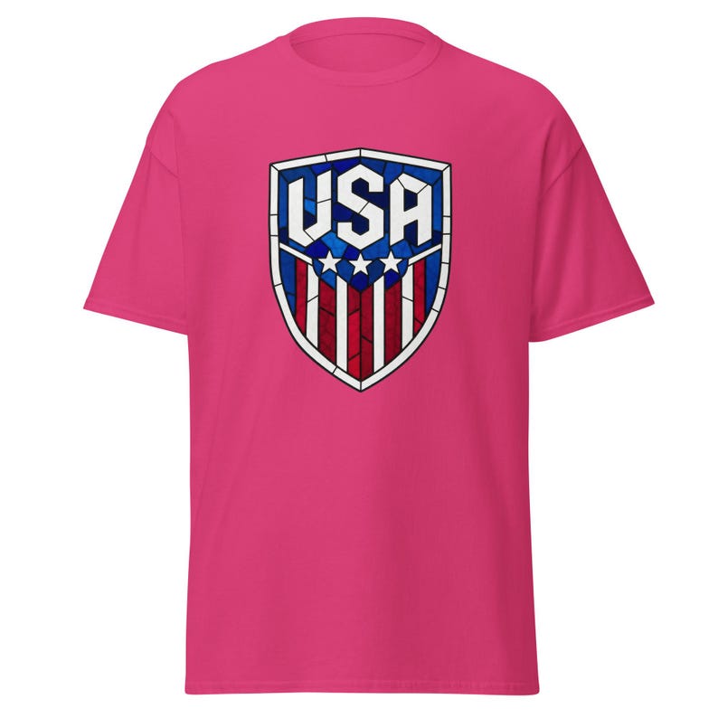 USA Soccer World Cup 2026 T-Shirt | Stained Glass Shield Design | USMNT USWNT Fan Tee