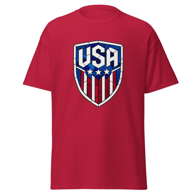 USA Soccer World Cup 2026 T-Shirt | Stained Glass Shield Design | USMNT USWNT Fan Tee