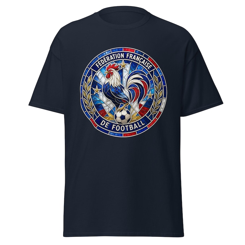 France FFF World Cup 2026 T-Shirt | Stained Glass Rooster Crest | Les Bleus Football Fan Tee