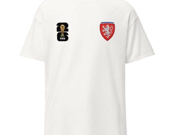Czech Republic FIFA World Cup 2026 T-Shirt - White Soccer Crest & FIFA Logo Tee