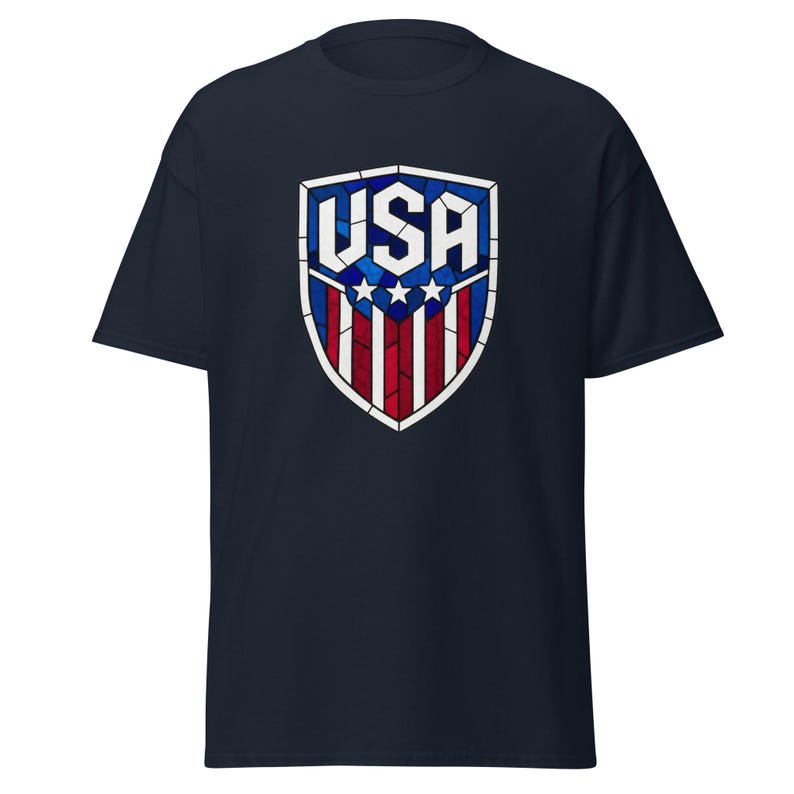 USA Soccer World Cup 2026 T-Shirt | Stained Glass Shield Design | USMNT USWNT Fan Tee
