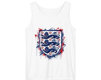 England FIFA World Cup 2026 Linne - Grunge Three Lions Vapensköld Vit Ärmlös Tröja