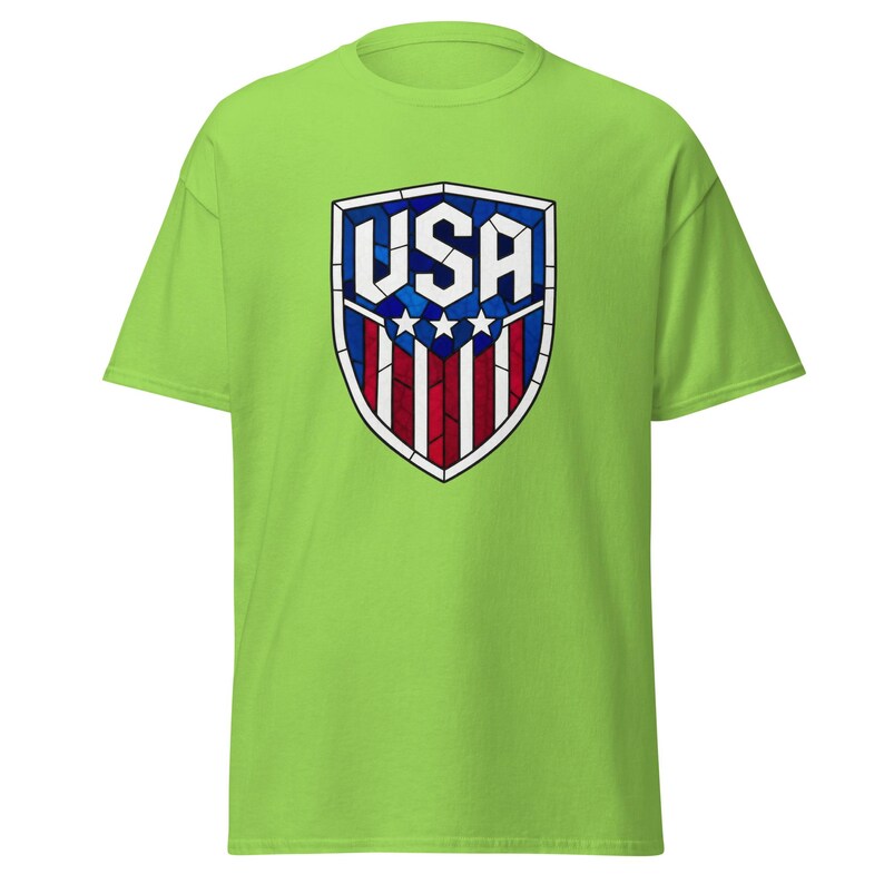 USA Soccer World Cup 2026 T-Shirt | Stained Glass Shield Design | USMNT USWNT Fan Tee