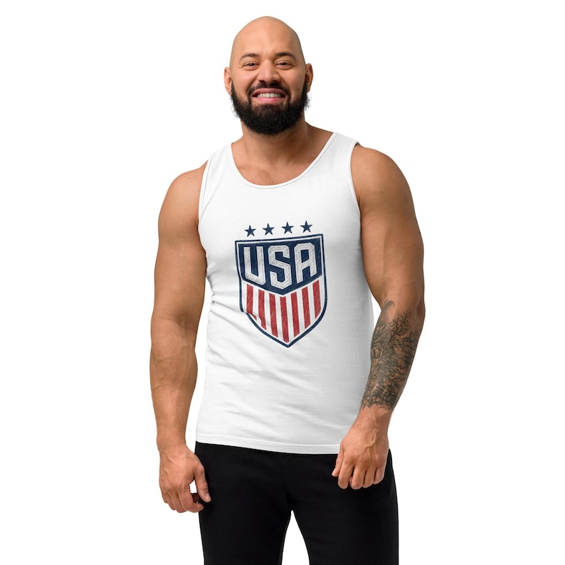 USA FIFA World Cup 2026 Tank Top - Vintage US Soccer Crest White Sleeveless Shirt