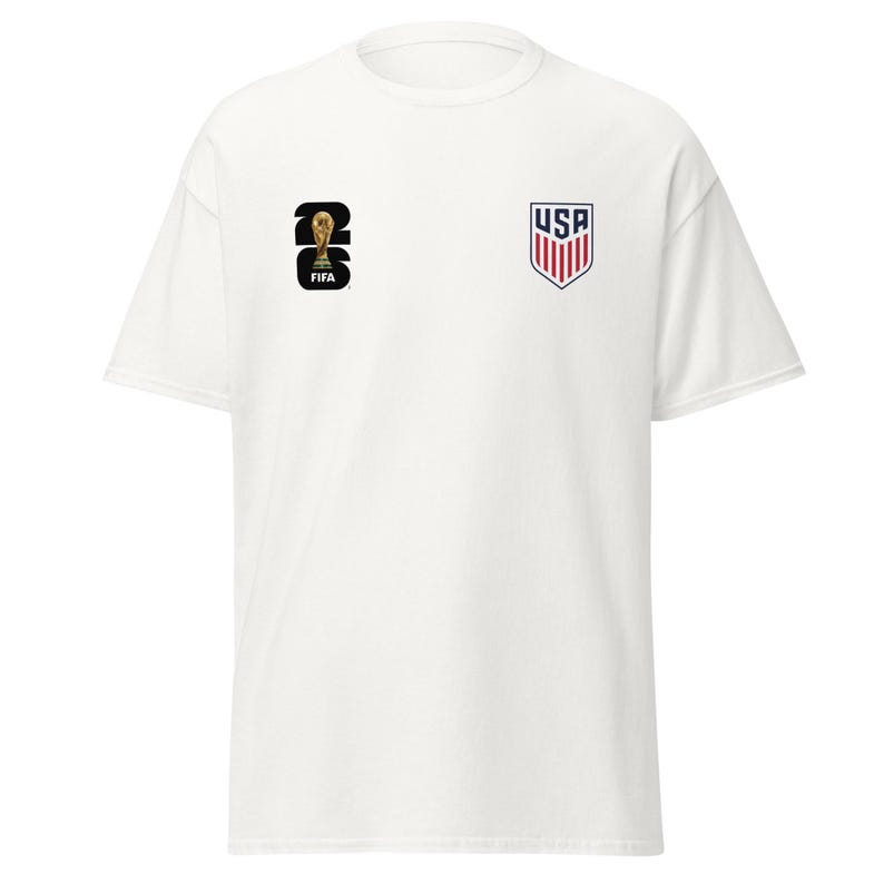 USA FifaWorld Cup 2026 T-Shirt - US Soccer Crest & Fifa Logo White Tee