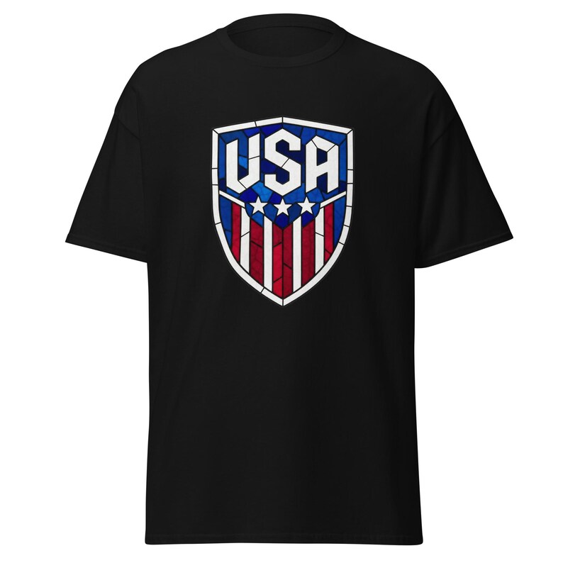 USA Soccer World Cup 2026 T-Shirt | Stained Glass Shield Design | USMNT USWNT Fan Tee
