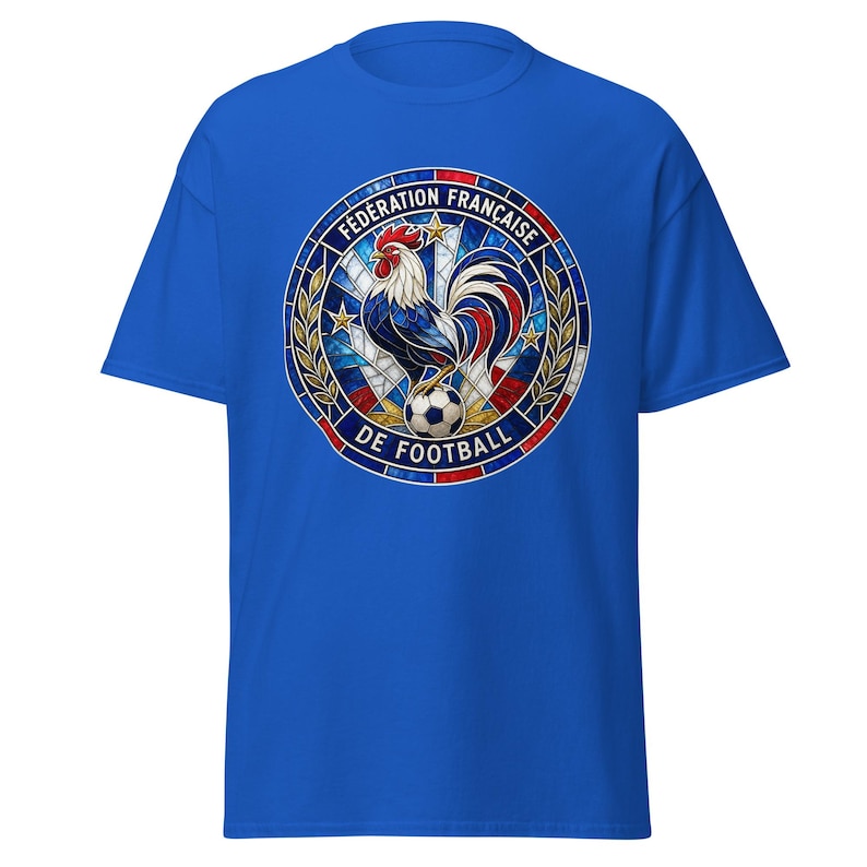 France FFF World Cup 2026 T-Shirt | Stained Glass Rooster Crest | Les Bleus Football Fan Tee