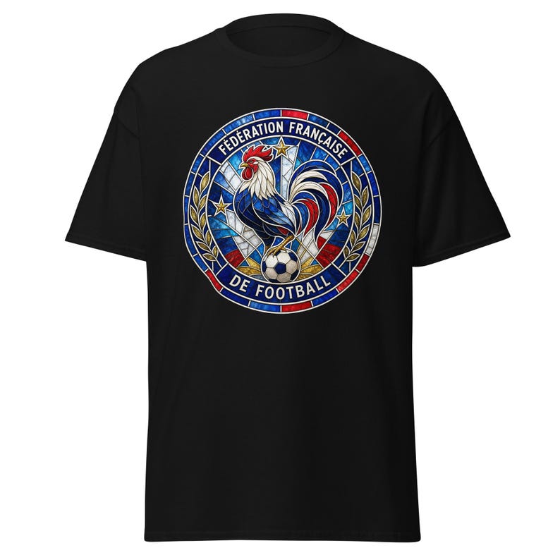 France FFF World Cup 2026 T-Shirt | Stained Glass Rooster Crest | Les Bleus Football Fan Tee