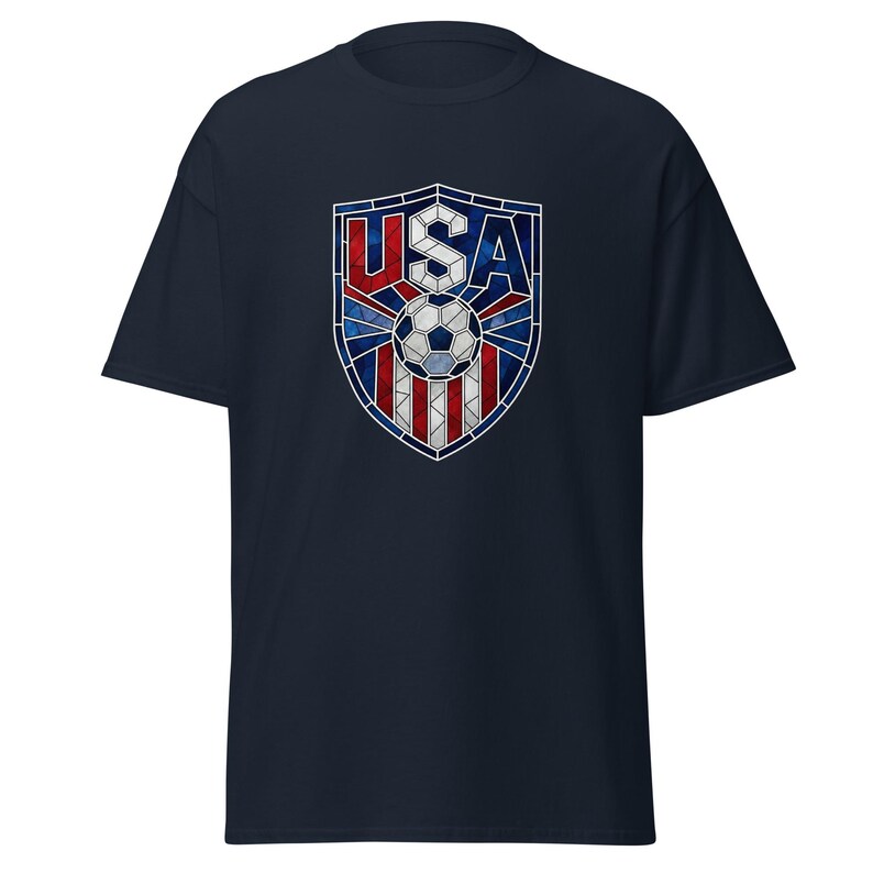 USA Soccer World Cup 2026 T-Shirt | Stained Glass Shield Crest | USMNT USWNT Fan Tee