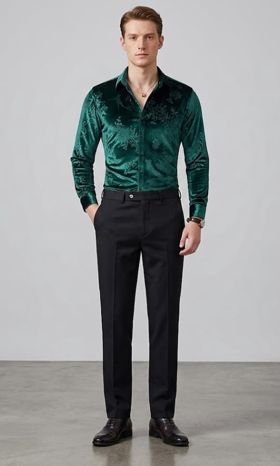 green velvet dress shirt Men's Print dress_length:Mini Dresses