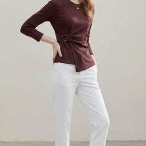 Damen Plus Size Asymmetrisches Top - Langarm Herbst Casual Shirt