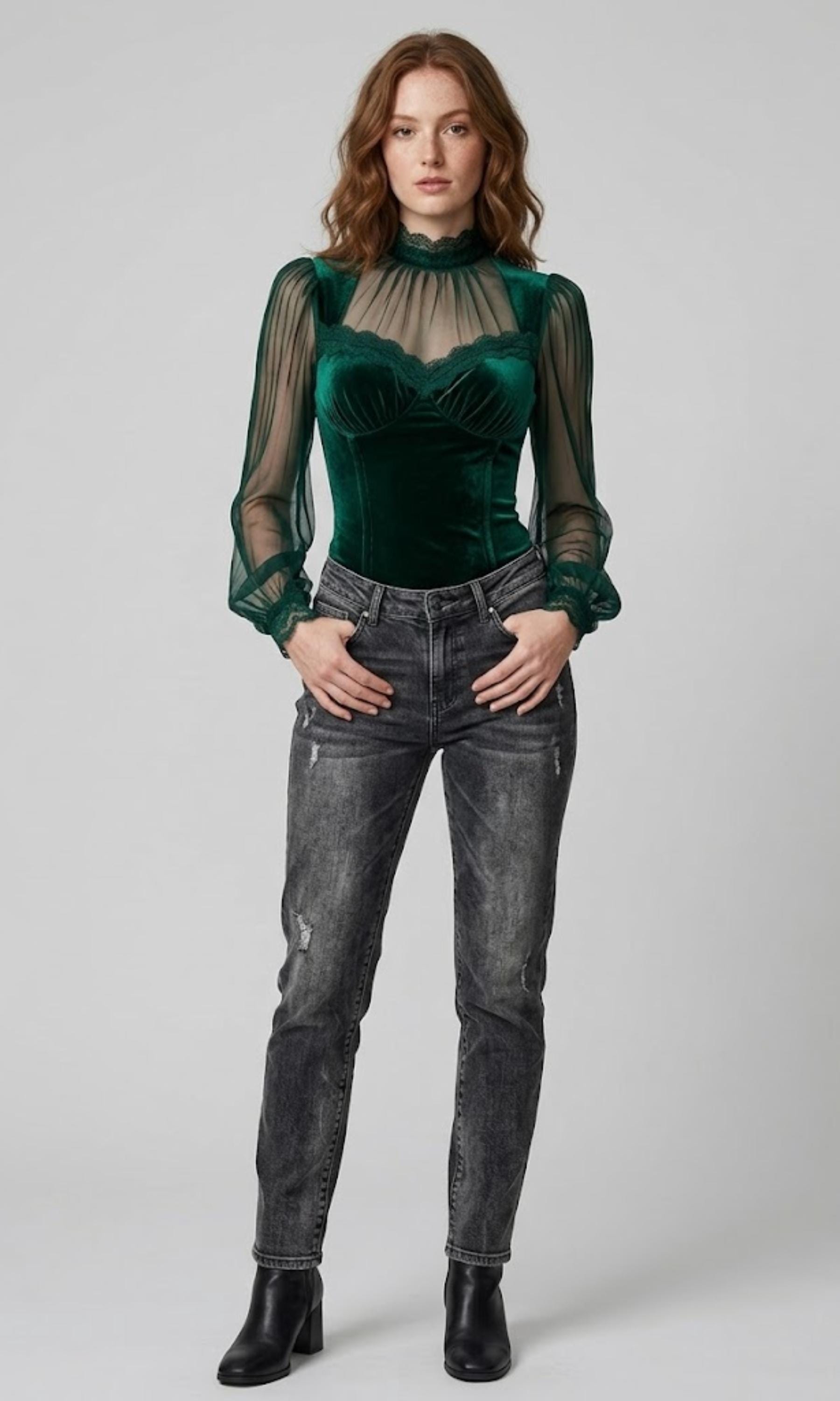 カットソー(長袖/七分) patchwork mesh tops Patchwork Mesh Top - Etsy