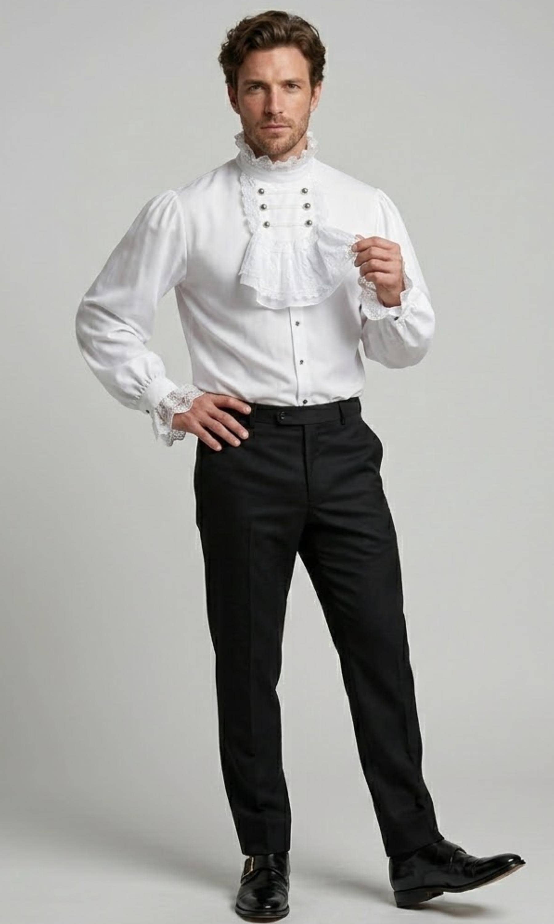 Steampunk - Maglietta a maniche lunghe da uomo, stile gotico, con borchie punk vittoriano, stile vichingo rinascimentale, cosplay, top halloween, carnevale, feste, O nero., M