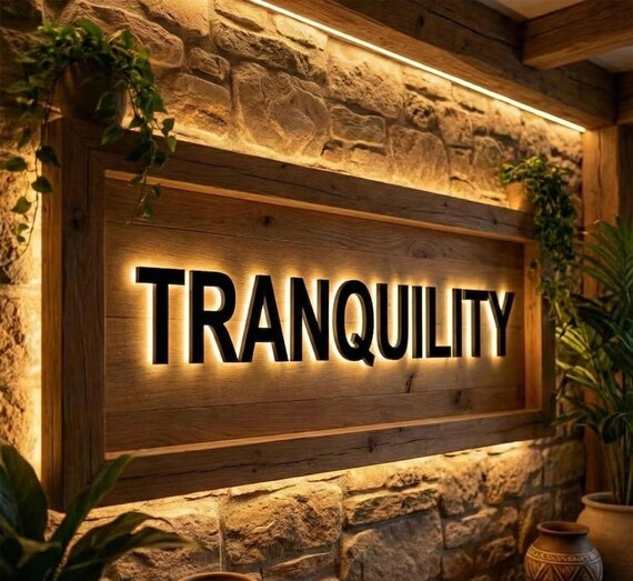 3D Metal Backlit sign, Boutique sign, Reception Logo Sign, Signs for Business, Beauty Salon sign, LED Light up Sign, Halo Illuminated Sign