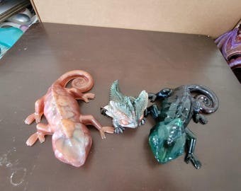 Resin chameleon and baby dragon decor!