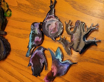 Small penguin, bird, frog, snail magnets