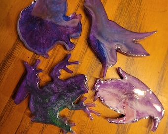 Small bird, squirrel,  frog, penguin magnets