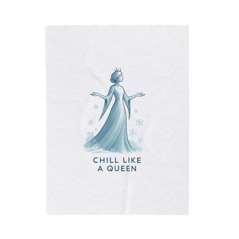 Manta de felpa de terciopelo "Relájate como una reina" inspirada en Frozen. Manta acogedora. imagen 3