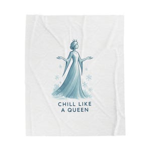 Manta de felpa de terciopelo "Relájate como una reina" inspirada en Frozen. Manta acogedora. imagen 1