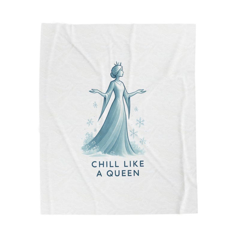 Manta de felpa de terciopelo "Relájate como una reina" inspirada en Frozen. Manta acogedora. imagen 1