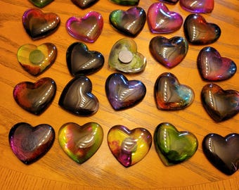 Random selection of 5 Colorful small heart magnets