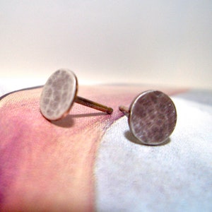 Sterling Silver Studs:  Hammered Dot