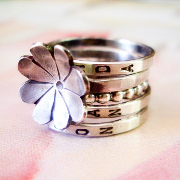 Fleurette Ring // Personalized Stacking Ring in Sterling Silver